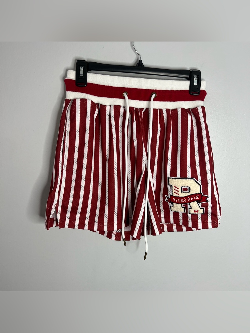 Ryoko Rain Mesh Striped Shorts Mens Small Red